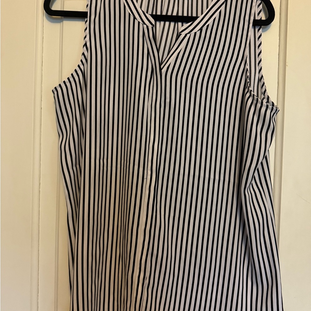 Black and White Striped Sleeveless Top